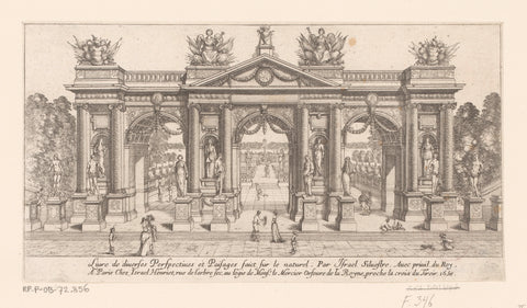 Title print with triumphal arch with behind it a garden, Israël Silvestre, 1651 Canvas Print