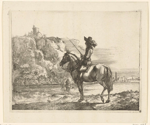 Ruiter bij een rivier., Romeyn de Hooghe (attributed to), 1655 - 1667 Canvas Print