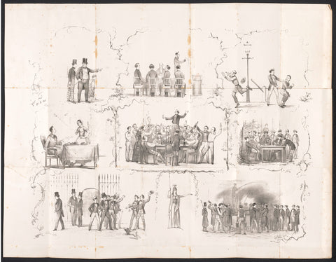 Cartoon in Leiden student almanac, 1857, Gerardus Johannes Bos, 1857 Canvas Print