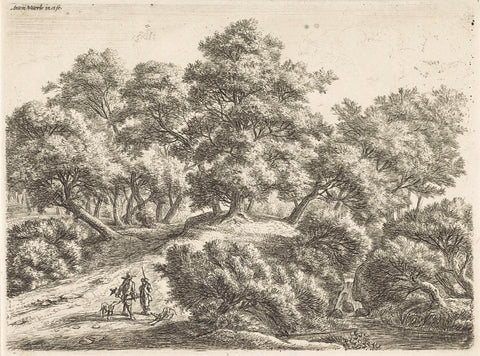 Falconer and Hunter in a Wood, Anthonie Waterloo, 1630 - 1717 Canvas Print