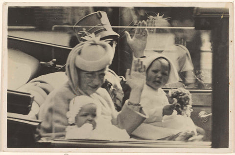 Juliana, Queen of the Netherlands, Beatrix, Queen of the Netherlands, and Irene, Princess of the Netherlands, in a car in The Hague on Juliana's birthday on 30 April 1940, anonymous, 1940 Canvas Print