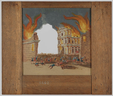 Battle in a burning city, anonymous, c. 1750 - c. 1830 Canvas Print