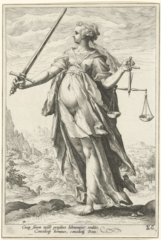 Rechtvaardigheid (Justitia), Jacob Matham (attributed to), 1585 - 1589 Canvas Print