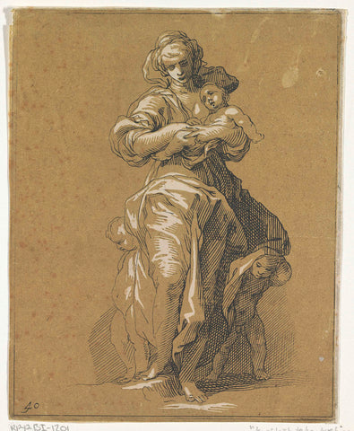 Caritas met drie kinderen, Frederick Bloemaert, 1740 Canvas Print