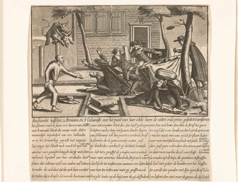 Cartoon on the struggle between Arminians and Calvinists about the bositors De Witt and the prince-minded, ca. 1758, anonymous, 1756 - 1759 Canvas Print