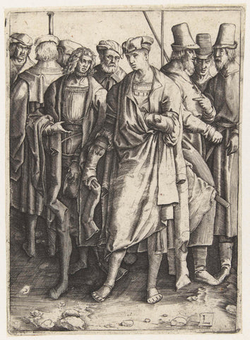 Nine men, Jan Harmensz. Muller (manner or), 1581 - 1628 Canvas Print