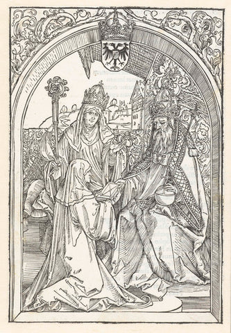 Roswitha of Gandersheim offers emperor Otto I a copy of her book, Albrecht Dürer (attributed to), 1501 Canvas Print