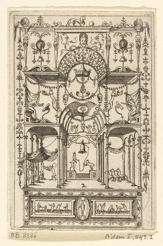 Three-aisled open structure with two floors on a pedestal, Hans Sibmacher, c. 1525 - 1594 Canvas Print