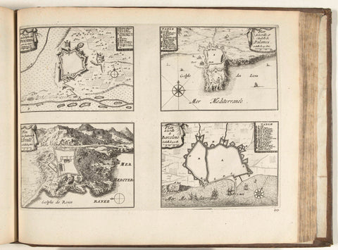 Maps of Puigcerdá, Palamos, Château de la Trinité and Barcelona, 1726, anonymous, 1726 Canvas Print