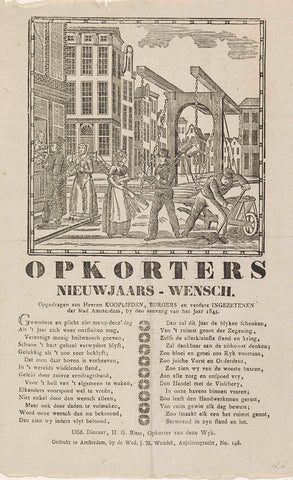 New Year's Wish of the Amsterdam Opkorters, 1845, anonymous, 1844 - 1845 Canvas Print