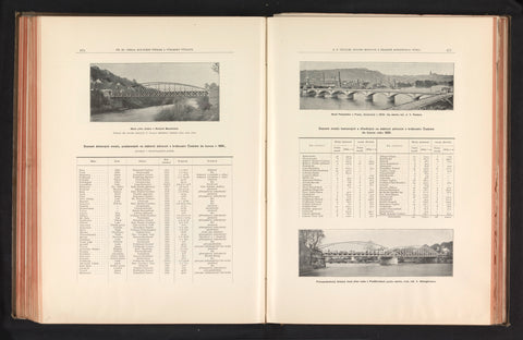 Palacký Bridge at Prague and one bridge over de Elbe to Poděbrady, anonymous, c. 1891 - in or before 1895 Canvas Print