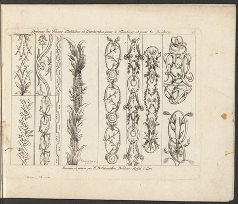 Leaf and floral motifs and wickerwork, Jean Baptiste Echantillon, 1785 Canvas Print