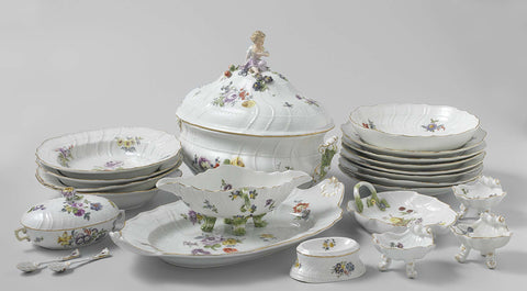 Servies, Meissen porcelain manufactory, c. 1750 - c. 1760 Canvas Print