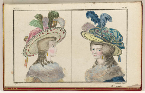 Cabinet des Modes ou les Modes Nouvelles, 1 August 1786, pl. III, A.B. Duhamel, 1786 Canvas Print