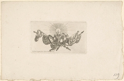 Vignette with banners, burning heart, shield, freedom hat and laurel wreath, Willem Bilderdijk, 1777 Canvas Print