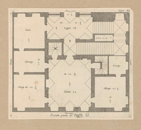 Map of the first floor of the Palazzo Interiano Pallavicini in Genoa, Nicolaes Ryckmans, 1622 Canvas Print