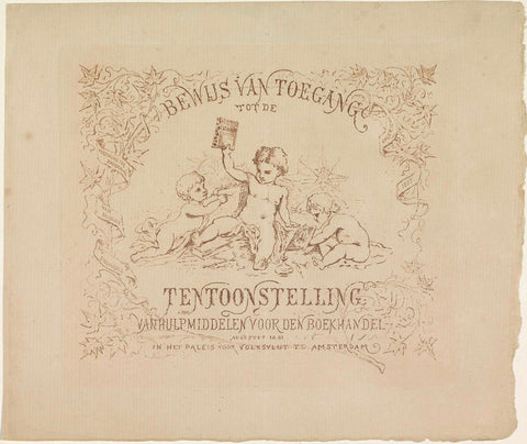 Proof of Access to the Exhibition of Tools for the Bookshop - August 1881 in the Paleis voor Volksvlijt in Amsterdam, anonymous, 1881 Canvas Print