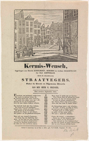 Kermisprent van de Amsterdamse straatvegers, 1845, anonymous, 1845 Canvas Print