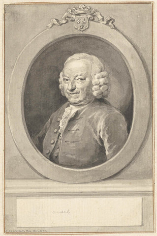 Portrait of Johan Hudde Dedel, in oval, to the left, Aert Schouman, 1775 Canvas Print