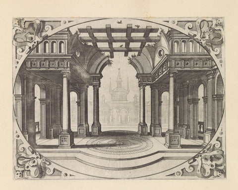 Ruined gate supported by Ionic columns, John or Luke of Doetechum, after 1601 Canvas Print