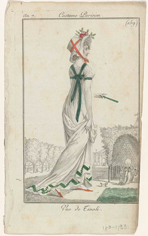 Journal des Dames et des Modes, Costume Parisien, 22 September 1799, Year 7, (159.) : View of Tivoli, anonymous, 1799 Canvas Print