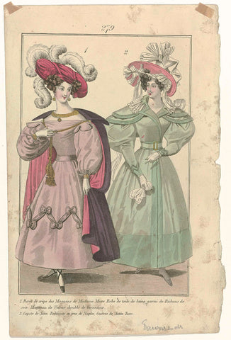 Townsend's Monthly Selection of Parisian Costumes, ca. 1829, No. 279 : 1. Beret de crèp (...), anonymous, c. 1829 Canvas Print