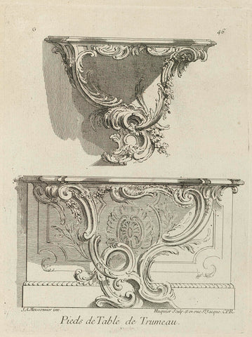 Design for the base of a pennant table, Gabriel Huquier, Juste Aurèle Meissonnier, 1738 - 1749 Canvas Print