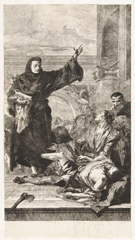 Saint Anthony of Padua performs miracle, Lorenzo Baldissera Tiepolo, 1754 - 1776 Canvas Print