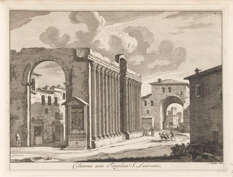 Colonnade of the San Lorenzo in Rome, anonymous, 1704 Canvas Print