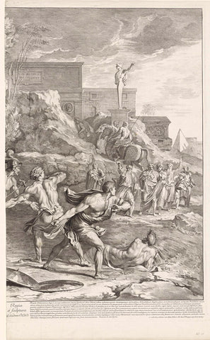 Young Pyrrhus is rescued (right sheet), Gérard Audran, 1650 - 1703 Canvas Print