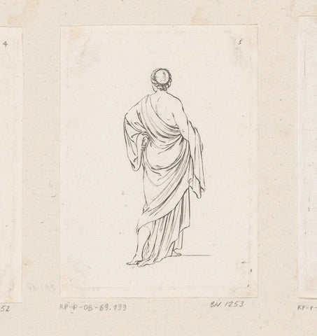 Standing woman with bare shoulder seen on the back, Sébastien Leclerc (I), 1706 Canvas Print