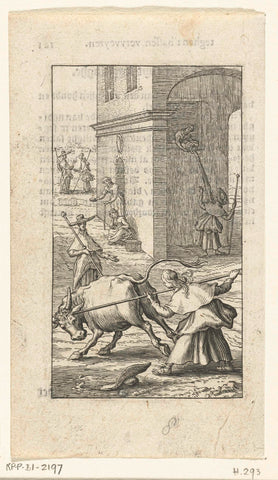 Willemynken fights with bull and Duyfken reprimands her, Boëtius Adamsz. Bolswert, 1638 Canvas Print