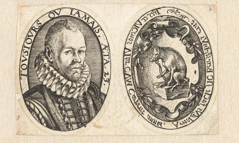 Prints of the two sides of arnoud van Beresteyn's portrait medallion, Hendrick Goltzius, 1579 Canvas Print