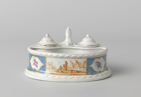 Inkwell, In-house Oud-Loosdrecht, c. 1778 - c. 1782 Canvas Print