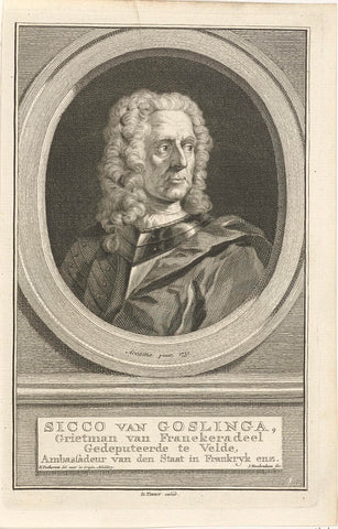 Portrait of Sicco van Goslinga, Jacob Houbraken, 1749 - 1759 Canvas Print