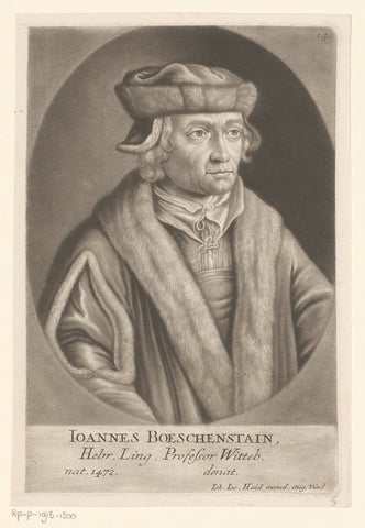 Portret van Johann Böschenstein, Johann Jacob Haid (possibly), 1747 Canvas Print