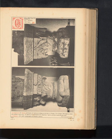 Two recordings of capitals with bases in the Paulusabdij in Utrecht, anonymous, c. 1875 - in or before 1880 Canvas Print