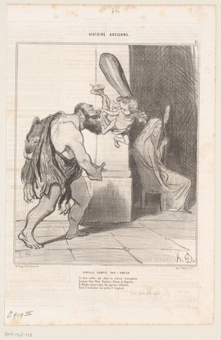 Caricature of Hercules and Omphale, Honoré Daumier, 1842 Canvas Print