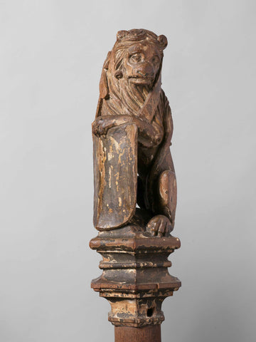 Lion Supporting an Escutcheon, from the Top of a Balustrade or the Backrest of the Stadtholder’s Chair in the Rolzaal in the Hof van Holland, The Hague, Joost Janszoon, Jan de Paep, 1511 Canvas Print