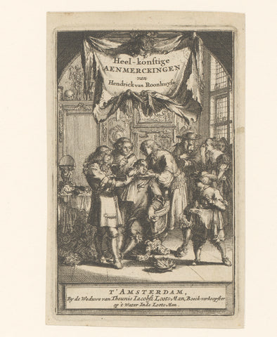 Various surgeons in a room, Jan Luyken, 1672 Canvas Print