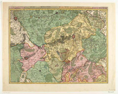 Map of Hainaut with Mountains and surrounding cities, 1709, Abraham Allard (attributed to), 1709 Canvas Print