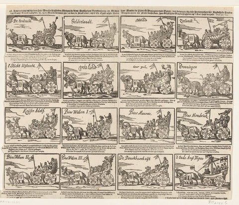 The sixteen state cars used during the visit of Louise Henriëtte, Elector of Brandenburg and Amalia van Solms to Amsterdam, 1659, Jan Vos Jemaar, 1659 Canvas Print