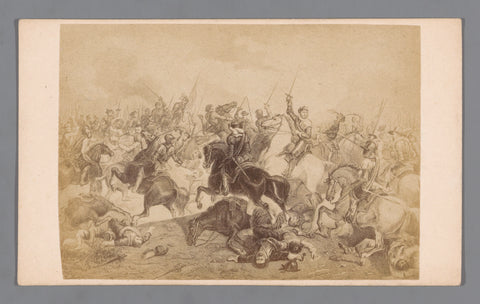 Photo reproduction of an engraving of the battle of Turnhout on 23 January 1597, anonymous, 1850 - 1900 Canvas Print