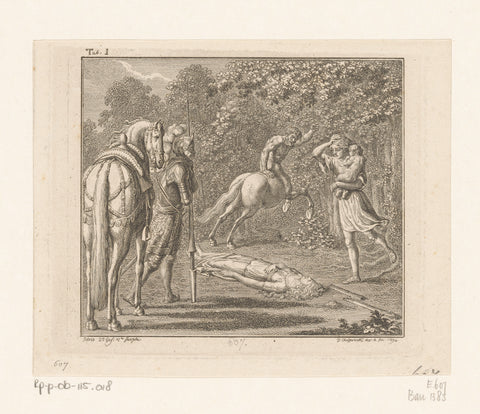 Knight Idris beside the body of Lila while the centaur flees, Daniel Nikolaus Chodowiecki, 1789 Canvas Print