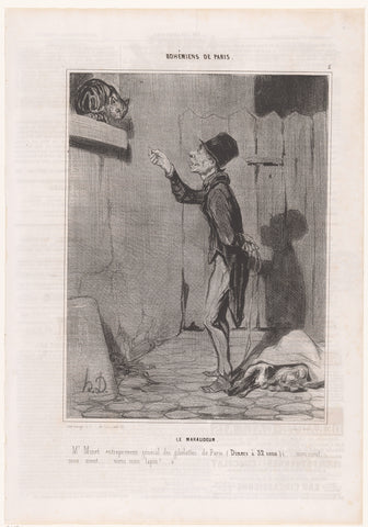 Poacher tries to catch cat, Honoré Daumier, 1841 Canvas Print