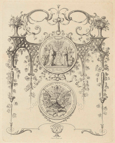 Medal on the occasion of the silver wedding anniversary of Willem van Citters and Maria Kien, 1738, Jan Punt (attributed to workshop of), 1738 Canvas Print