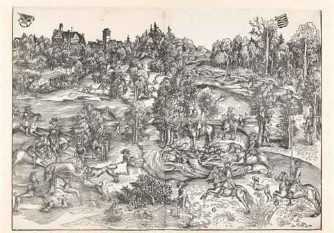 Deer Hunt of the Electoral Court of Saxony, Lucas Cranach (I), 1504 - 1508 Canvas Print