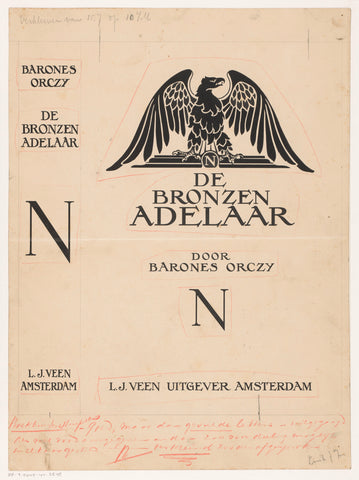 Bandontwerp voor: Baronesse Orczy, De bronzen adelaar (The bronze eagle), c. 1916-1918, anonymous, in or before 1916 - c. 1918 Canvas Print