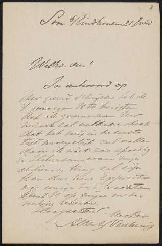 Letter to the anonymous, Albert Neuhuys (1844-1914), 1854 - 1914 Canvas Print