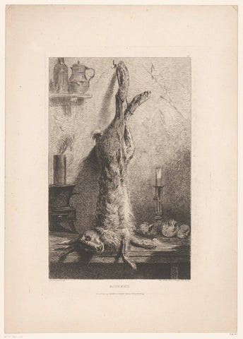 Still life with dead hare, Léon Gaucherel, 1865 Canvas Print